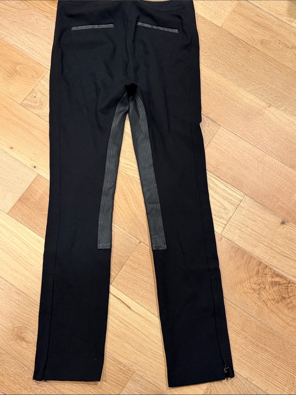 Theory Ponte Riding Straight-Leg Pants with lambs Leather Panel 4 - Picture 3 of 7